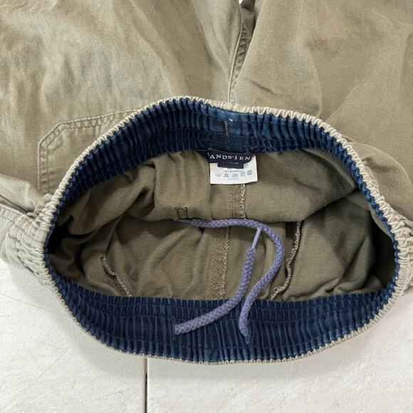 Lands End Shorts Boys Medium 10/12 Olive Bermuda Stretch Waist Drawstring Cotton - Picture 3 of 11